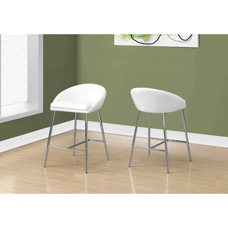 Tabouret de bar, ensemble de 2, hauteur comptoir, cuisine, métal chromé, contemporain, moderne