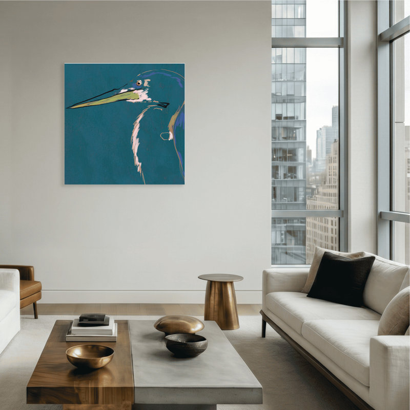 Nature Inspired Blue Heron Portrait, 36" H x 36" W, Wrapped Canvas, Does Not Apply