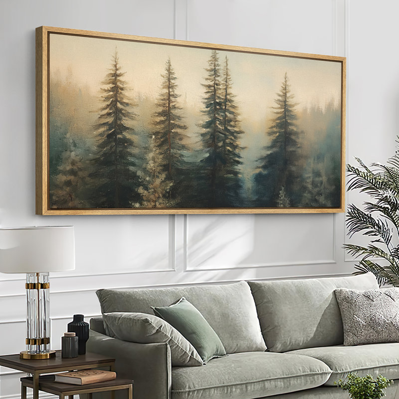 Art de pin vert, peintures murales effet de coups de pinceau, impression numérique sur toile giclée sur toile, Naturel