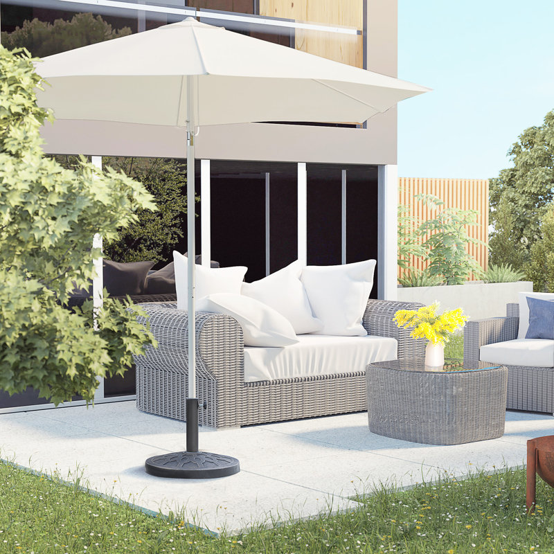 Porte-parasol de marché rond en résine de 26 po Outsunny de 18 po avec beau motif décoratif et installation facile, pour poteau .51,5 po Φ1,89 po, pour pelouse, terrasse, cour, jardin, bronze