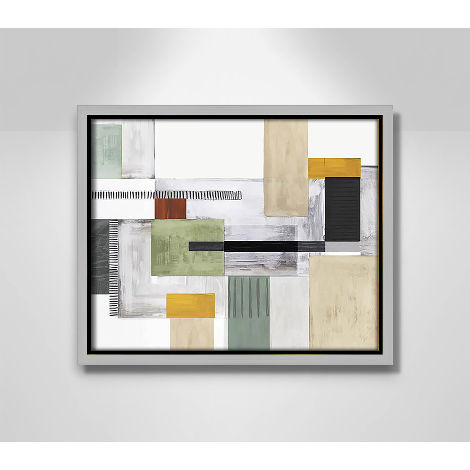Playful Blocks by Tom Reeves, No Mat, Silver Floater Framed, 9.5" H x 11.5" W x 2" D