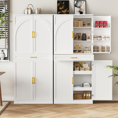 71’’ Tall Kitchen Pantry Cabinet With 6 Hanging Shelves, 2 Sliding Drawers And Adjustable Shelves by Latitude Run