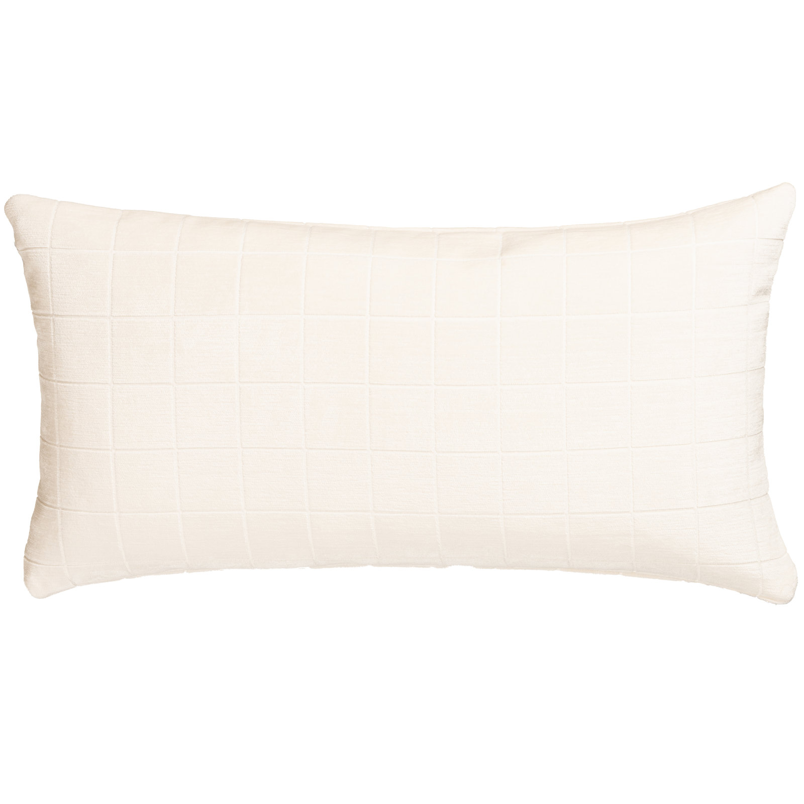Otterville Velvet Grid Lumbar Pillow, Ivory Geometric, 14"H x 52"W, Feather