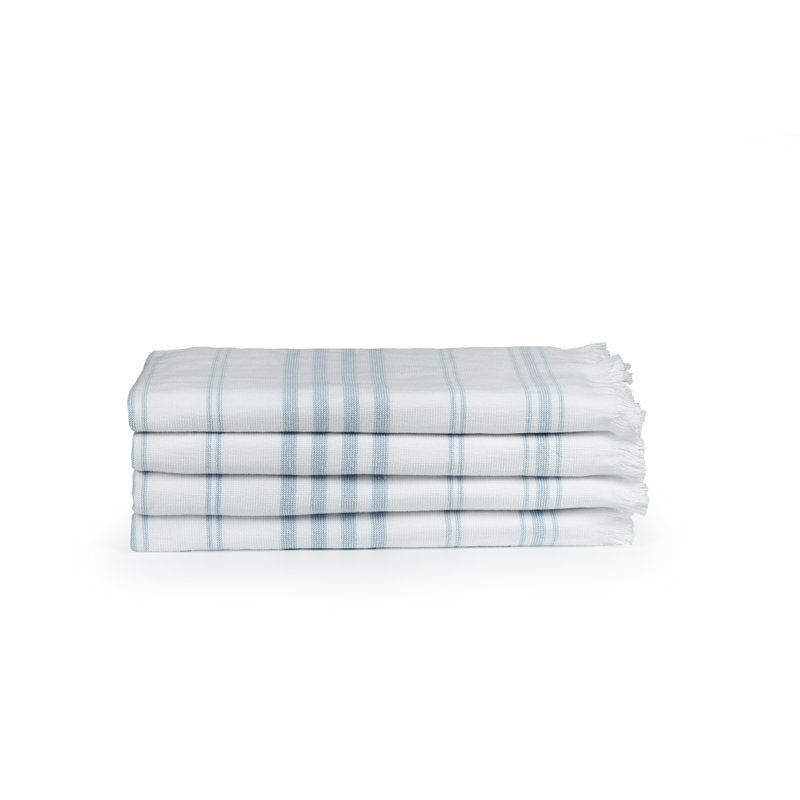 Ensemble de serviettes de cuisine 100% coton Hammam Collection, Bleu menthe, Essuie-mains - paquet de 4