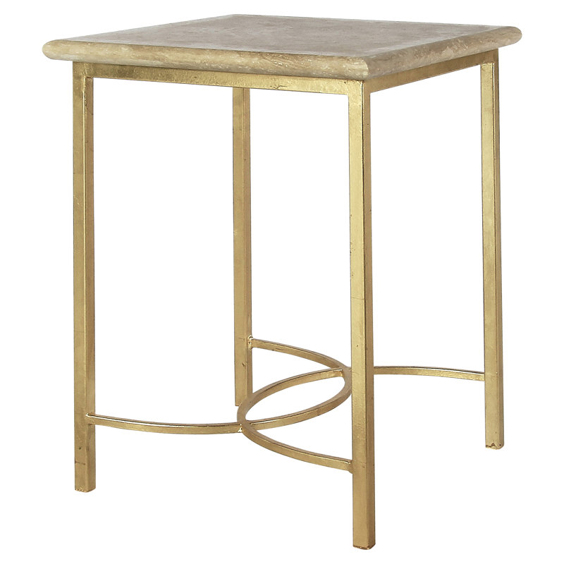 Lilian End Table, Lite Travertine, Gold Leaf