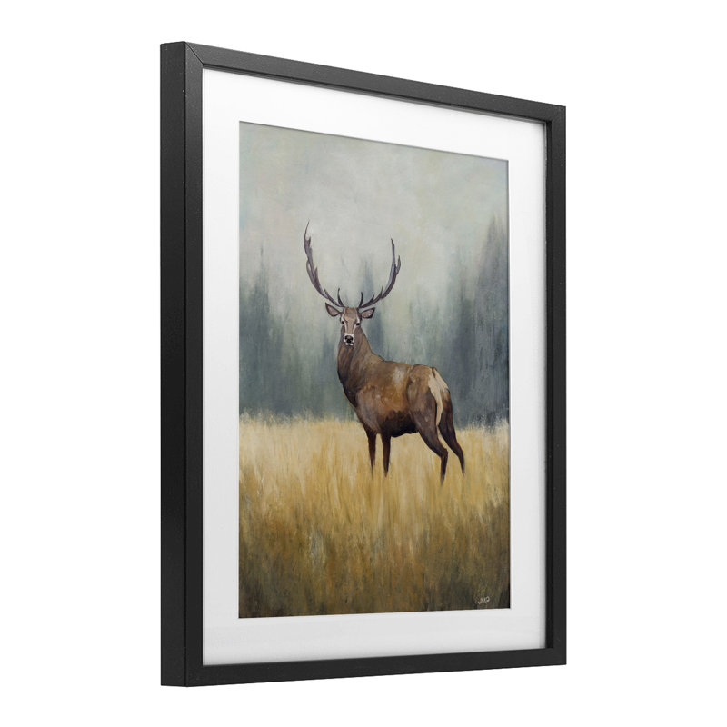«Forest Royalty Elk», reproduction encadrée sous verre, conception de Julia Purinton, Cadre noir minuit, H 16 po x l 13 po