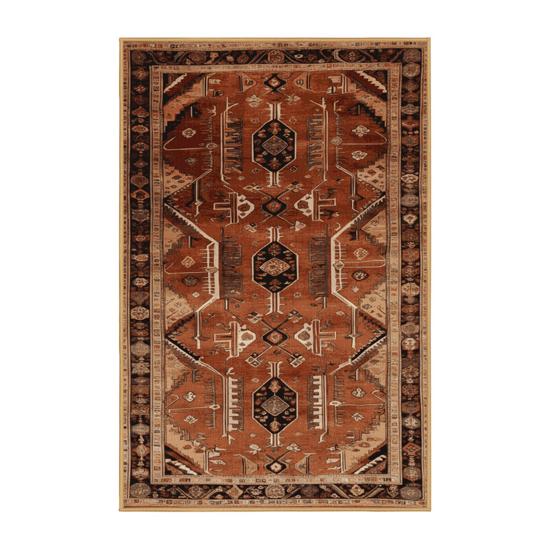 Machine Washable Persian Brown Area Rug, Rectangle 2' x 3'