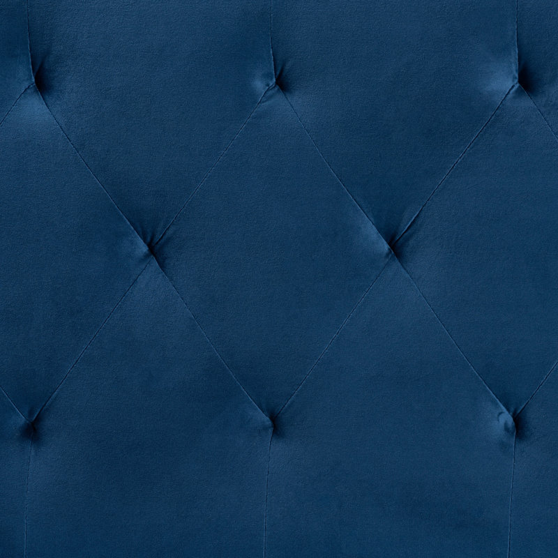 Tête de lit tapissier très grand en velours bleu marine Waylen, H 45,73 po x l 79,45 po x P 1,86 po, Très grand lit