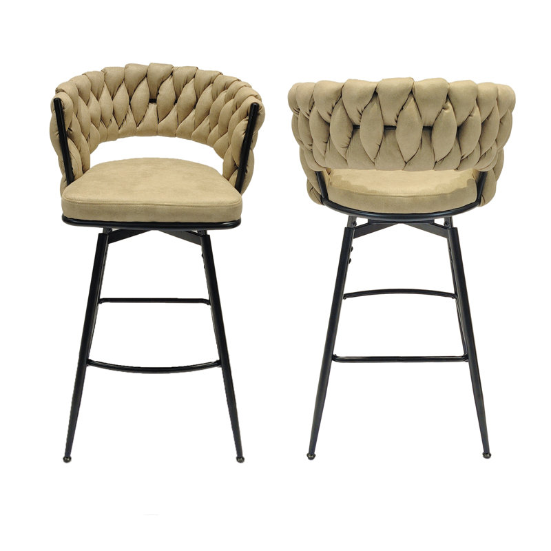 Ensemble de 2 tabourets de bar 28 po, tabourets de bar 28 po, tabourets de bar pivotants avec repose-pieds, Kaki