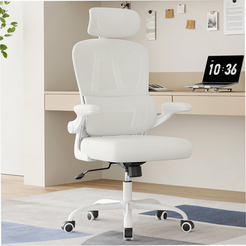 Chaise de bureau ergonomique, chaise de bureau avec appui-tête et soutien lombaire, chaise de bureau pivotante à haut dossier avec appui-tête pour chambre à coucher, cadeaux