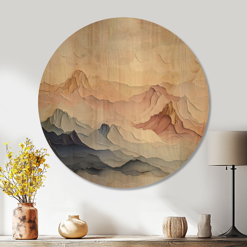 Pastel Horizon Dream - Décoration murale ronde en bois Nature, Rond 36 po, Rond
