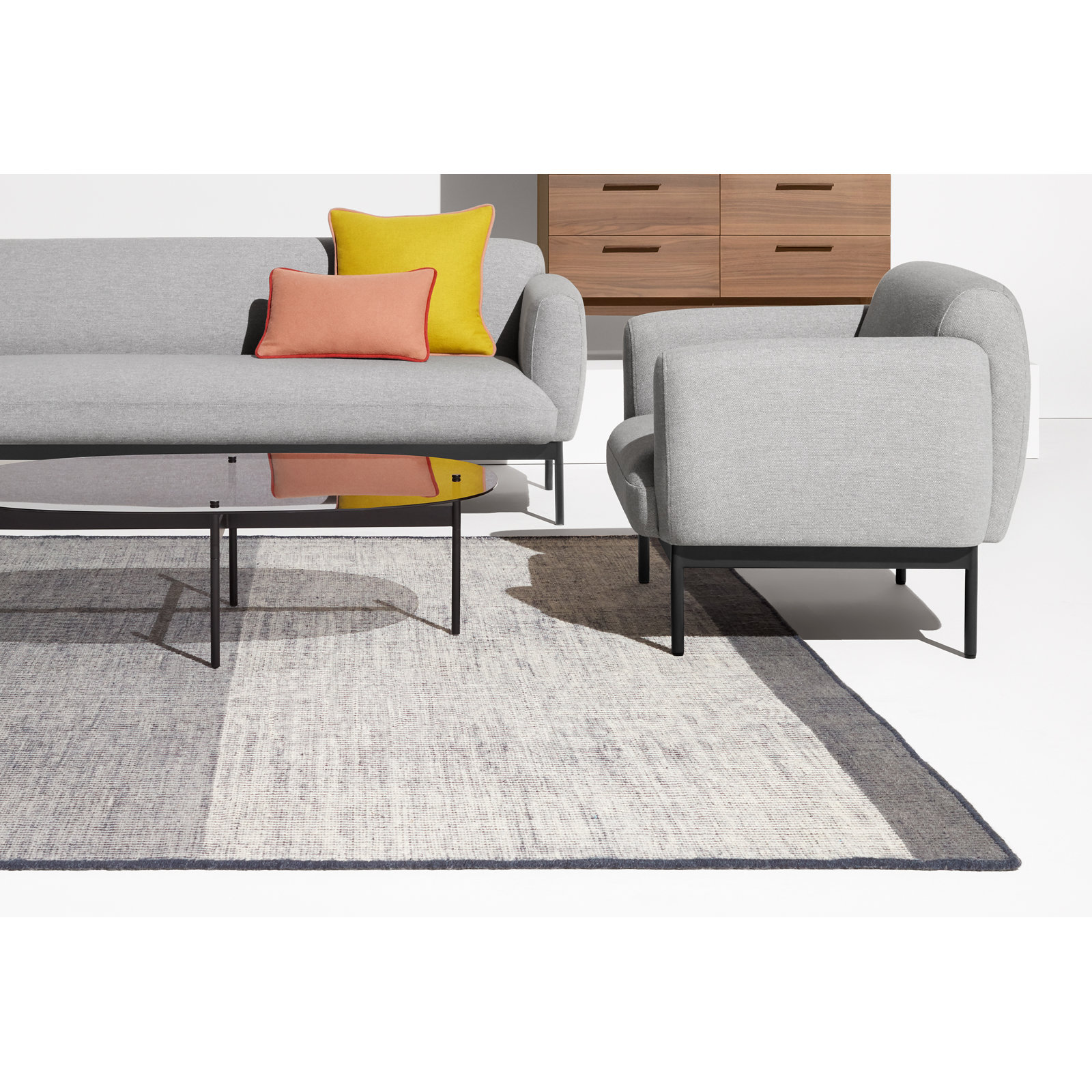 Puff Puff Upholstered Sofa, Edwards Light Grey Crossweave, 31" H x 67" W x 35" D