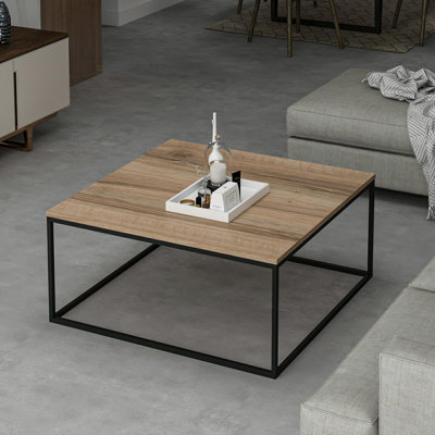 Modern Industrial Coffee Table, Dore Color, 35.4 x 16.5 x 35.4 inches | 100% Melamine Coated Particle Board, Thickness: 0.7 inches | Sleek Design for Living Room & Office, Stylish & Durable, Easy to Clean