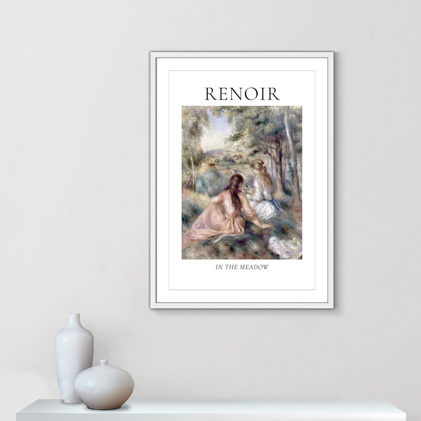 Old Masters Collection "In the Meadow" Print, White Single Picture Frame, Yes, 35.5" H x 25.5" W x 1.25" D