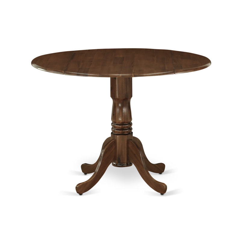 3 Piece Kitchen Table & Chairs Set Consist of a Round Dining Table with Dropleaf and 2 Upholstered Parson Chairs, 42x42 Inch, Antique Walnut