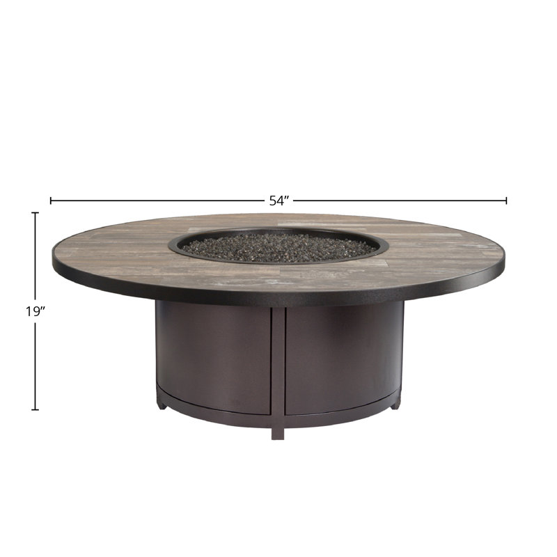 Elba Aluminum Outdoor Fire Pit Table, 19" H x 54" W x 54" D, Graphite, Summit Gray