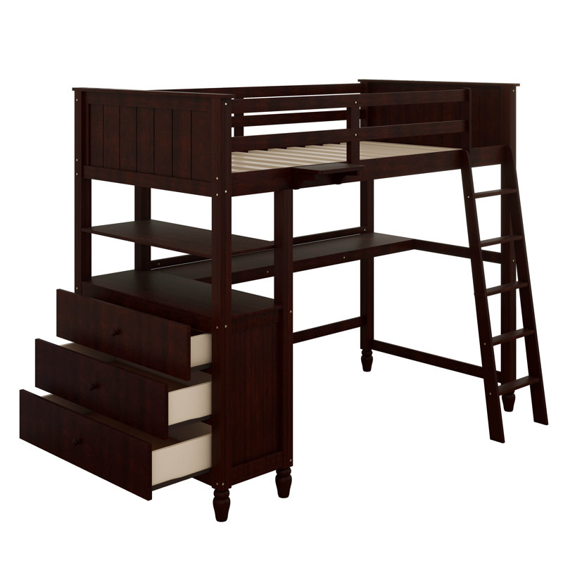 Lit mezzanine simple avec tiroirs Judithanne Kids, Espresso