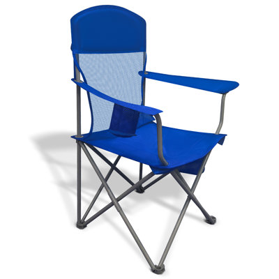  Outdoor Folding Camping Chair with Insulated Cooler, Padded Seat & Back, Cup Holder, Storage Pockets, Lightweight Portable Chair with Carry Bag for Camping, Beach, Lawn, Backyard (blue)