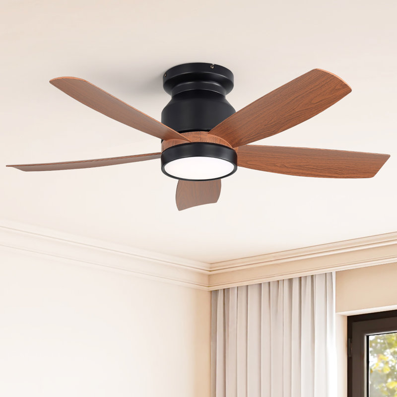 Ventilateur de plafond moderne à 5 pales de 42 po Rita avec vitesse du vent réglable à 6 vitesses, Black/Brown Blade