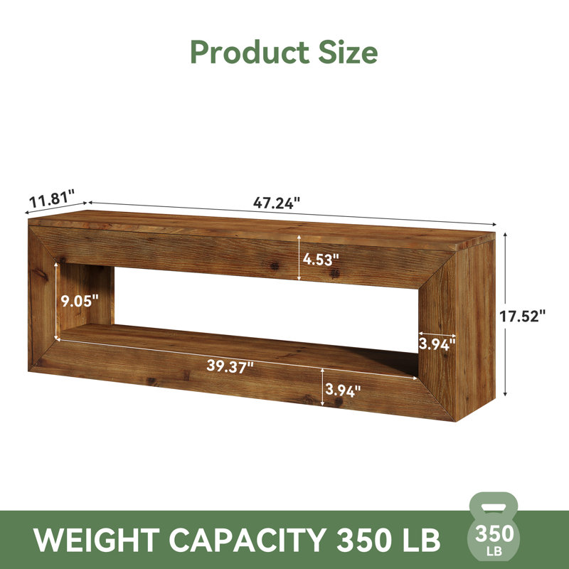 47" Solid Wood Entryway Bench with Shoe Storage, Brown