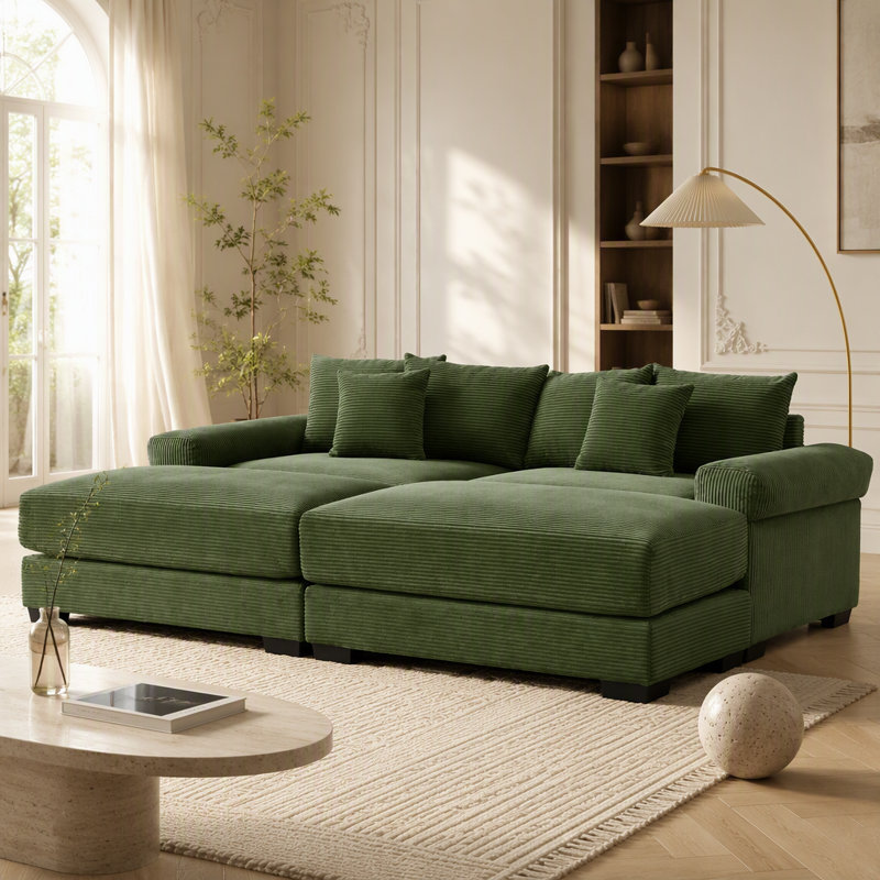 Canapé modulaire surdimensionné 82,6 po Cloud, Green Corduroy