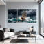 «Nautical Stormy Sea Ship Waves Dark Sky», ensemble de 3 impressions sur toile-1350263983
