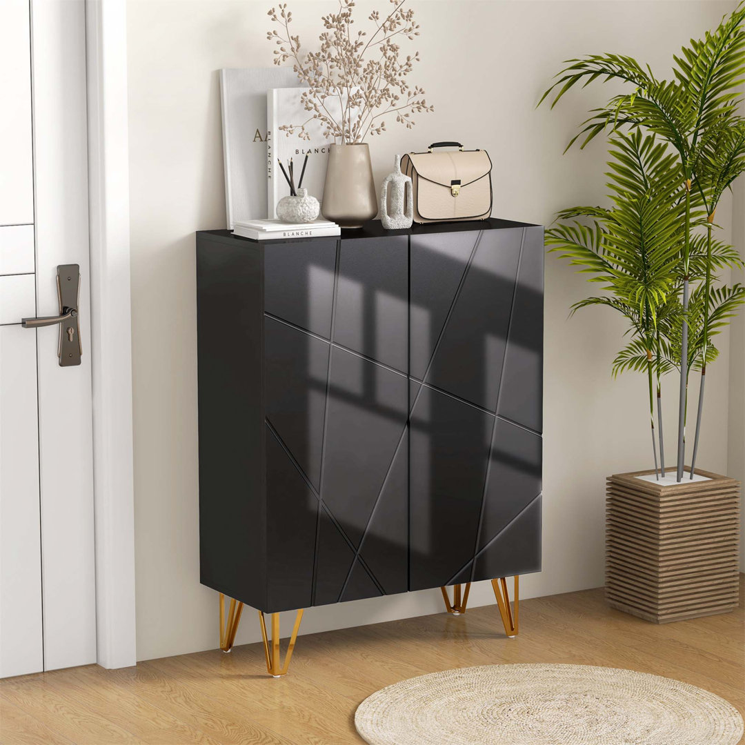 Narrow Shoe Storage Cabinet With Adjustable Shelves