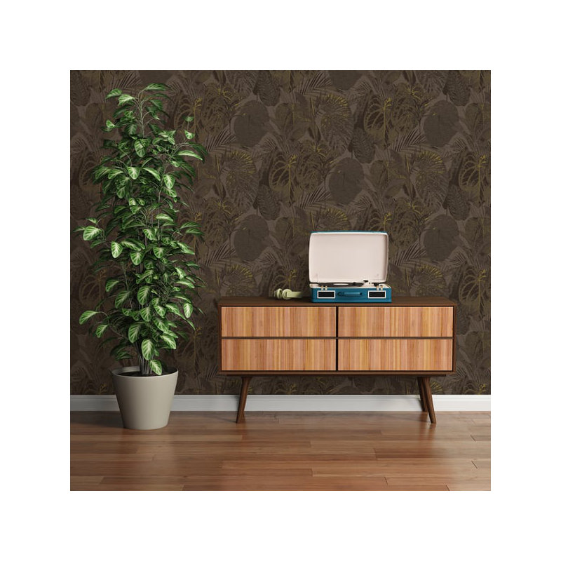 Flourish 10m x 53cm Glitter Wallpaper Roll, Bronze