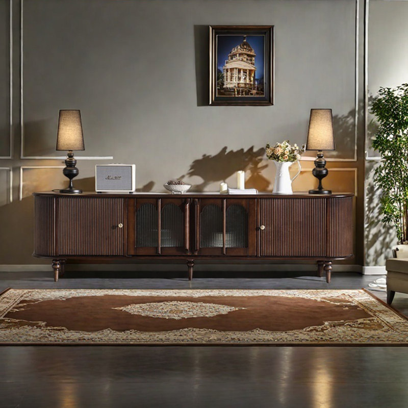 Meuble télé style français avec rangement rétro, 86.61"