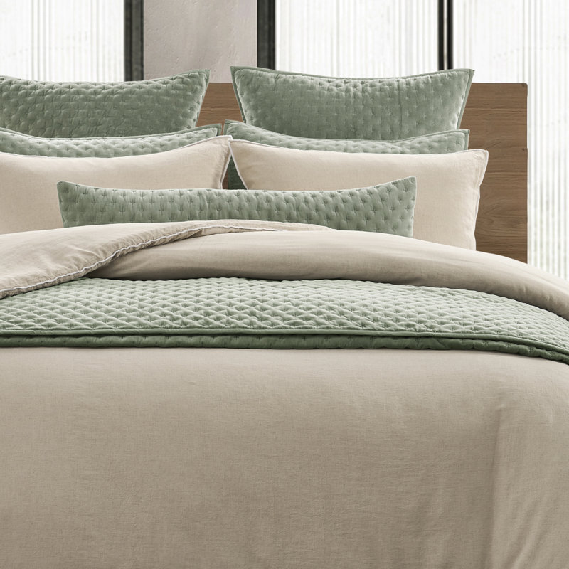 Coussin traversin matelassé en velours DKNY PURE, 30,5 cm x 91,5 cm, Vert
