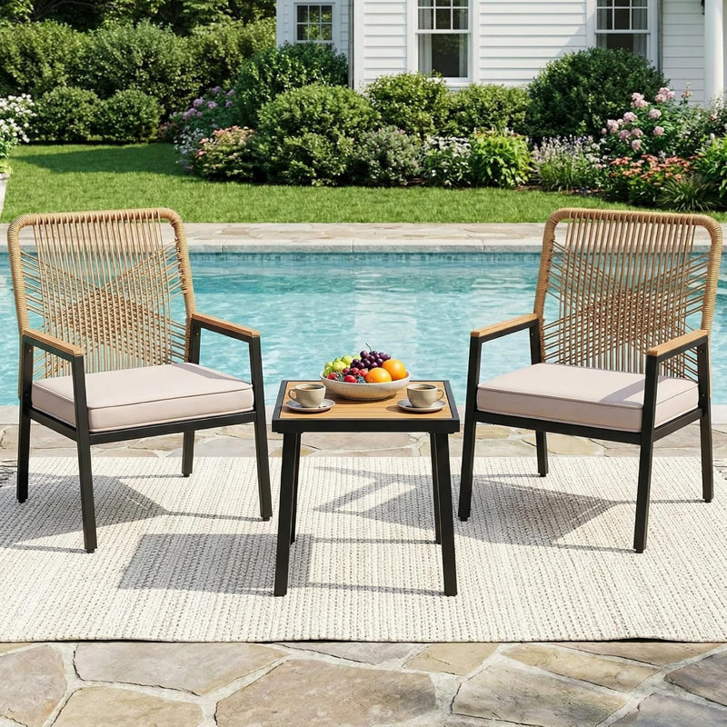 Outdoor Lounge Chair, Black/Brown, Beige