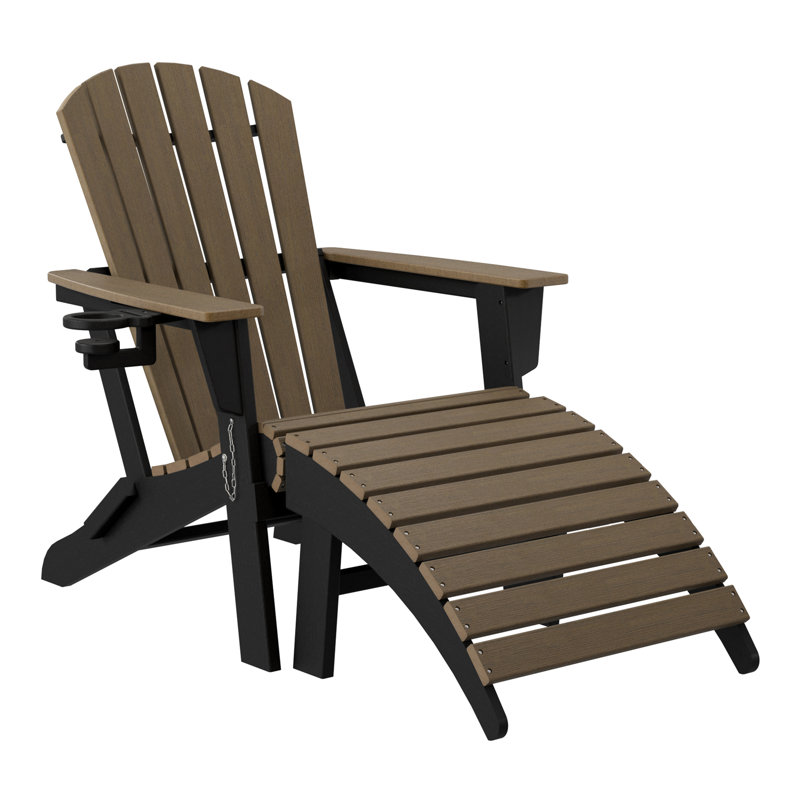 Chaise Adirondack pliante avec repose-pieds, noir
