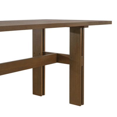 Modern Wooden Dining Table for 4 to 6 People, 71" Large Kitchen Dining Table with Wood Pedestal Base, Mid Century Rectangular Long Dinner Table for Ho