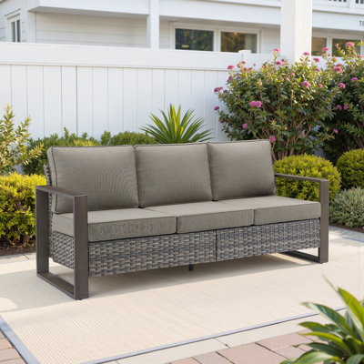 Allcot Patio Outdoor PE Wicker Sofa With Cushions