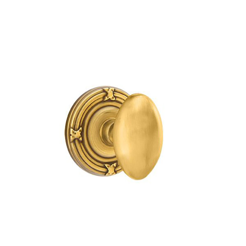 Ensemble de boutons Emtek Passage avec ruban, roseau et œuf, Laiton antique français