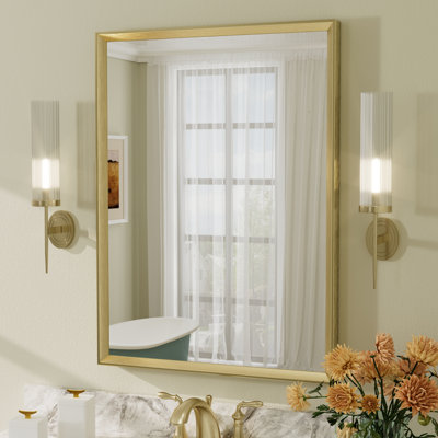 Amara Tempered Glass and Aluminum Alloy Framed French Cleat Mounted Wall Mirror