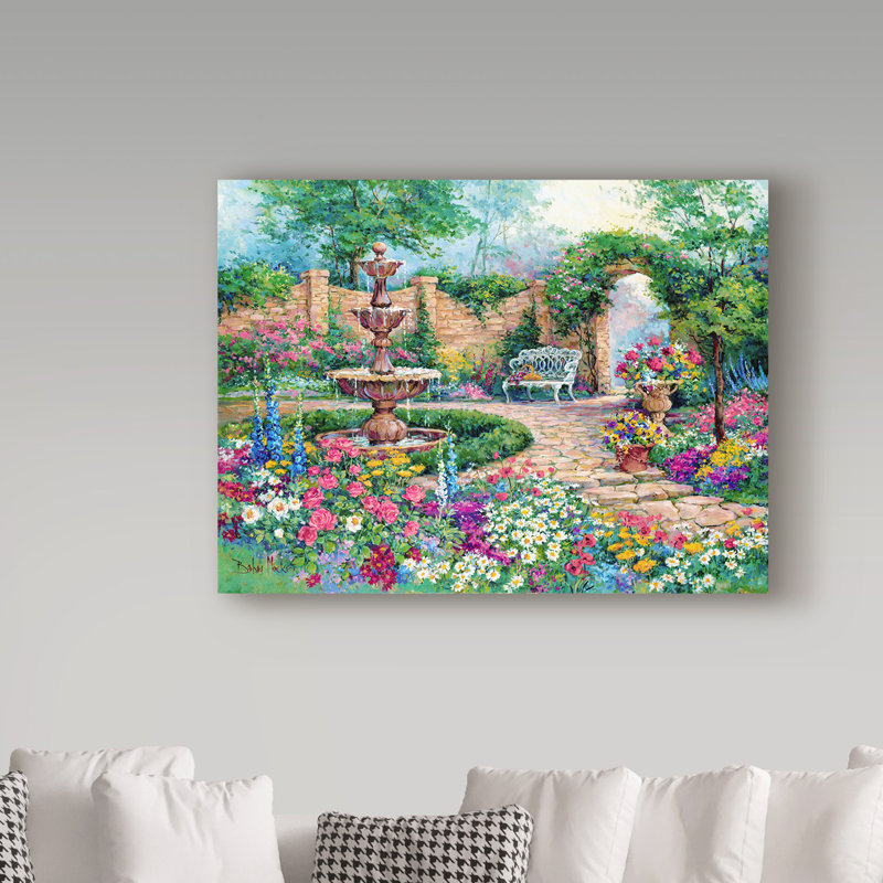 « tranquil jardin », reproduction de peinture à l’acrylique sur toile tendue, H 18 po x l 24 po x P 2 po