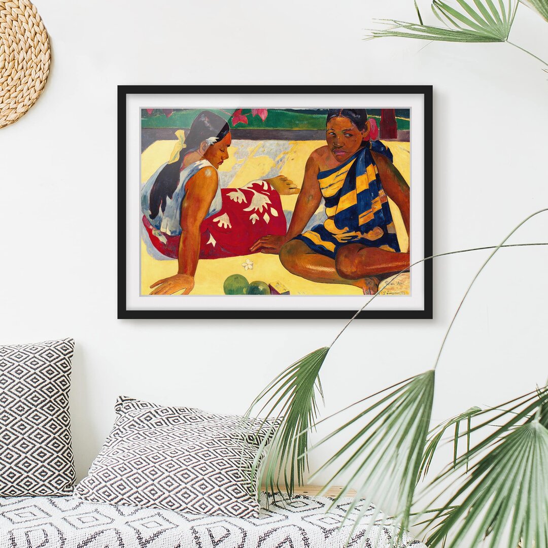 Gerahmtes Poster Tahitian Women on the Beach von Paul Gauguin