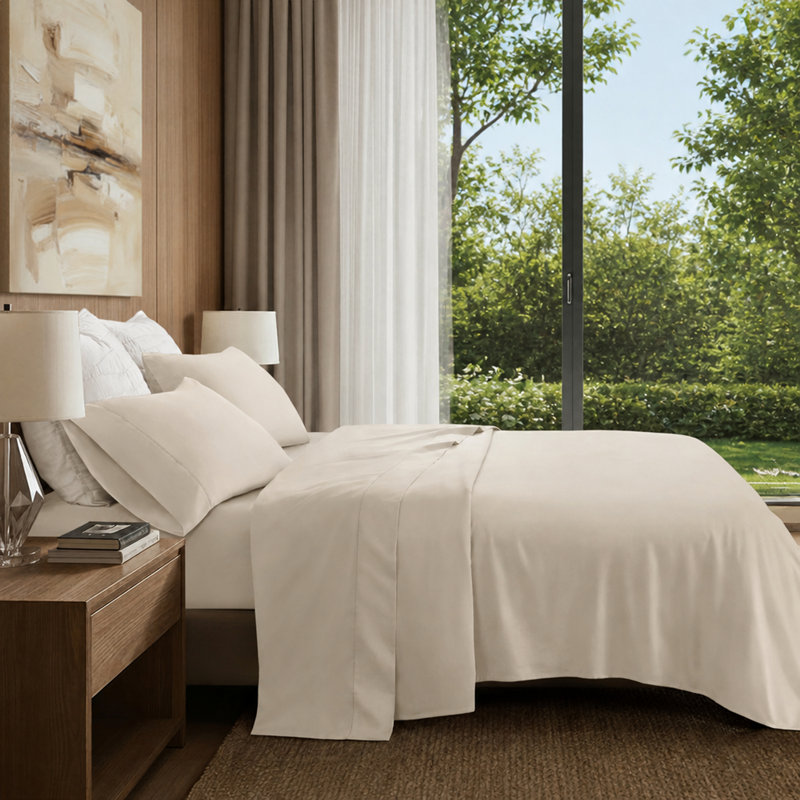 Ensemble de draps en coton Luxe Supima, Grand lit, Beige