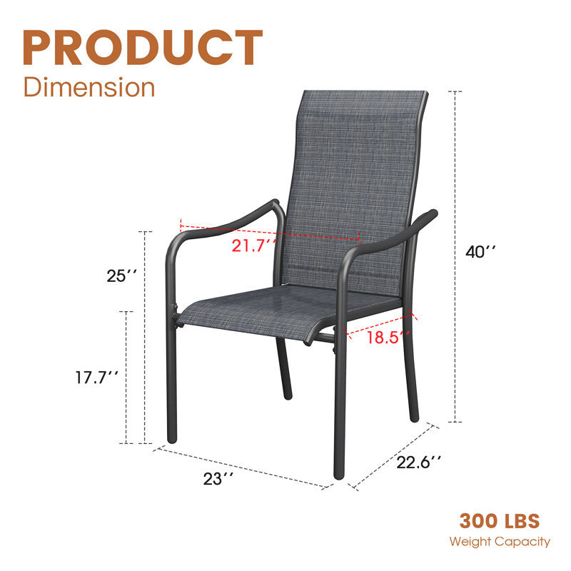 Fauteuils de salle à manger d'extérieur empilables, Gris