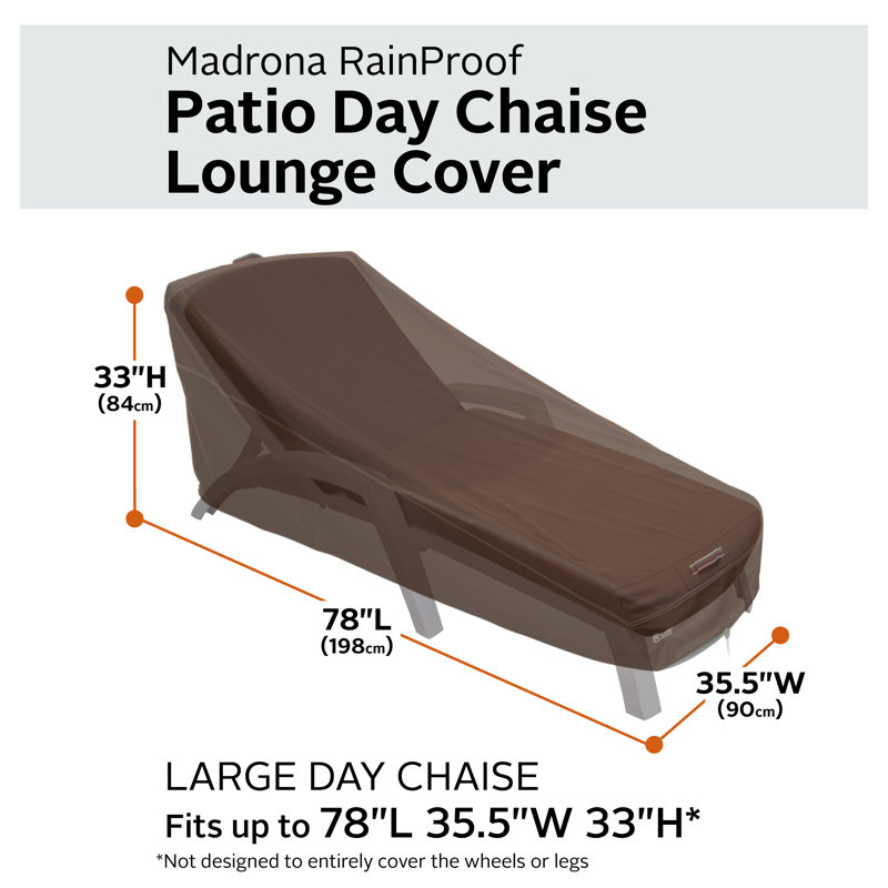 Housse pour chaise longue de patio résistante à l'eau Nathanael avec garantie de 3 ans, H 33 po x l 57 po x P 82 po