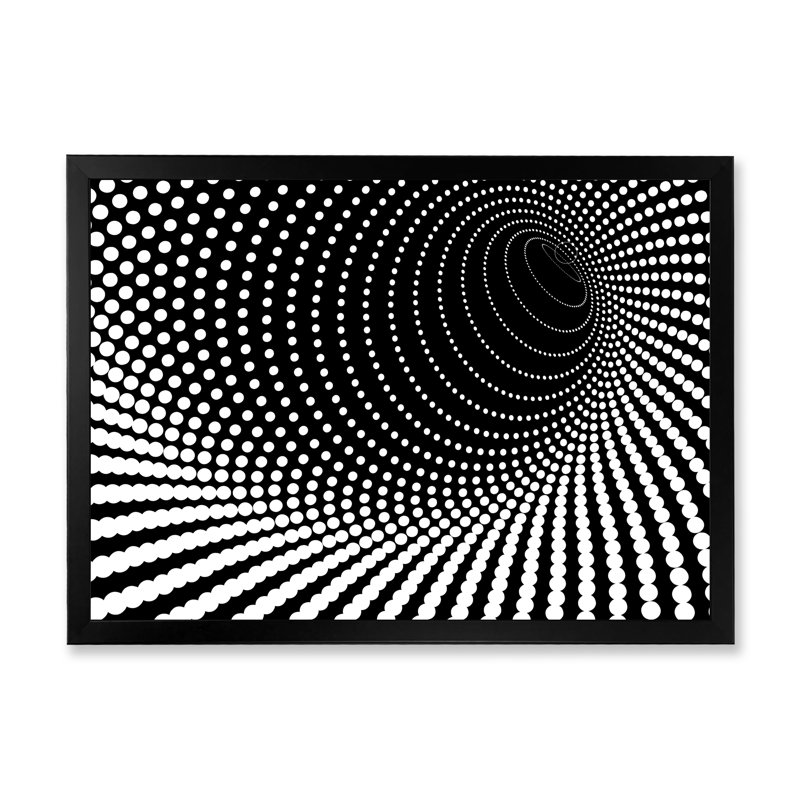Abstrait vortex noir et blanc - art mural moderne sur toile, Cadre photo noir, H 16 po x l 32 po x P 1 po