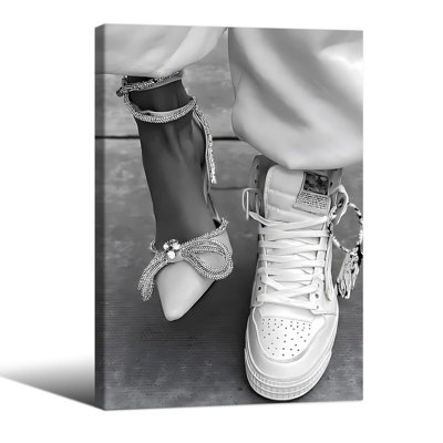 Downtown Girl Posters Trendy Canvas Wall Art 24X36 Inch Framed Sneaker Aesthetic Prints Funky Eclectic Wall Decor For Teen Living Room Bedroom Dorm