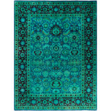 Overdyed Hand-Knotted Wool Modern-Contemporary Green Area Rug 9' 2" x 12' 4"
