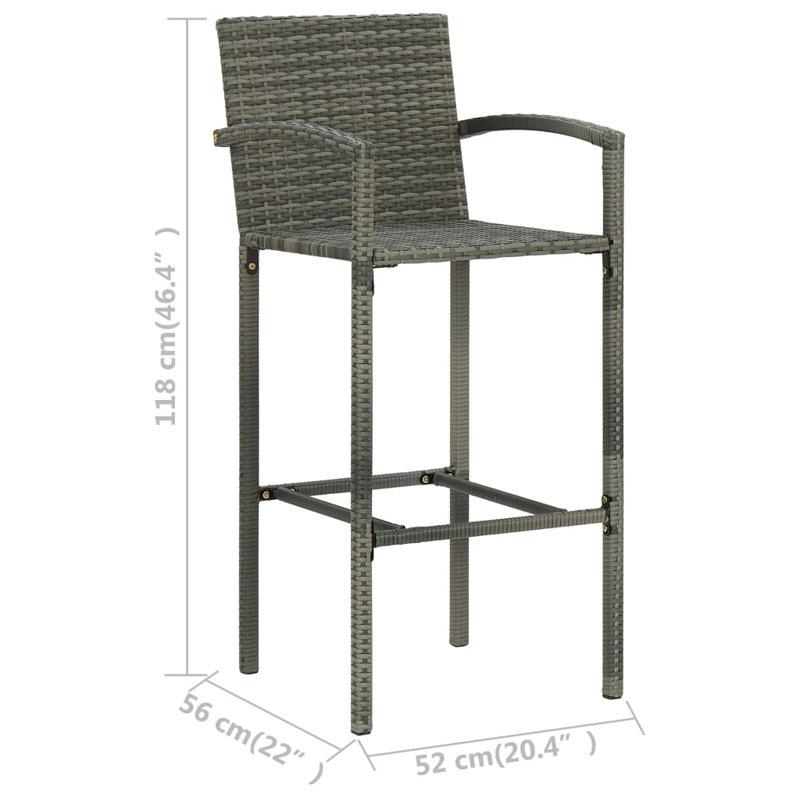 Tabouret de bar 31,5 po, gris