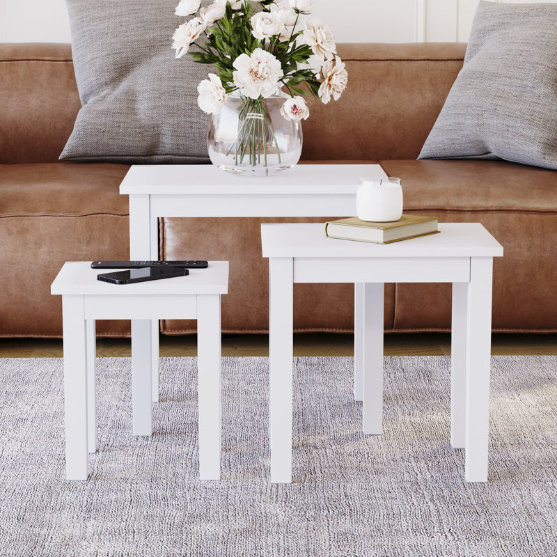 Analynn 3 Piece Nest of Tables, White, White