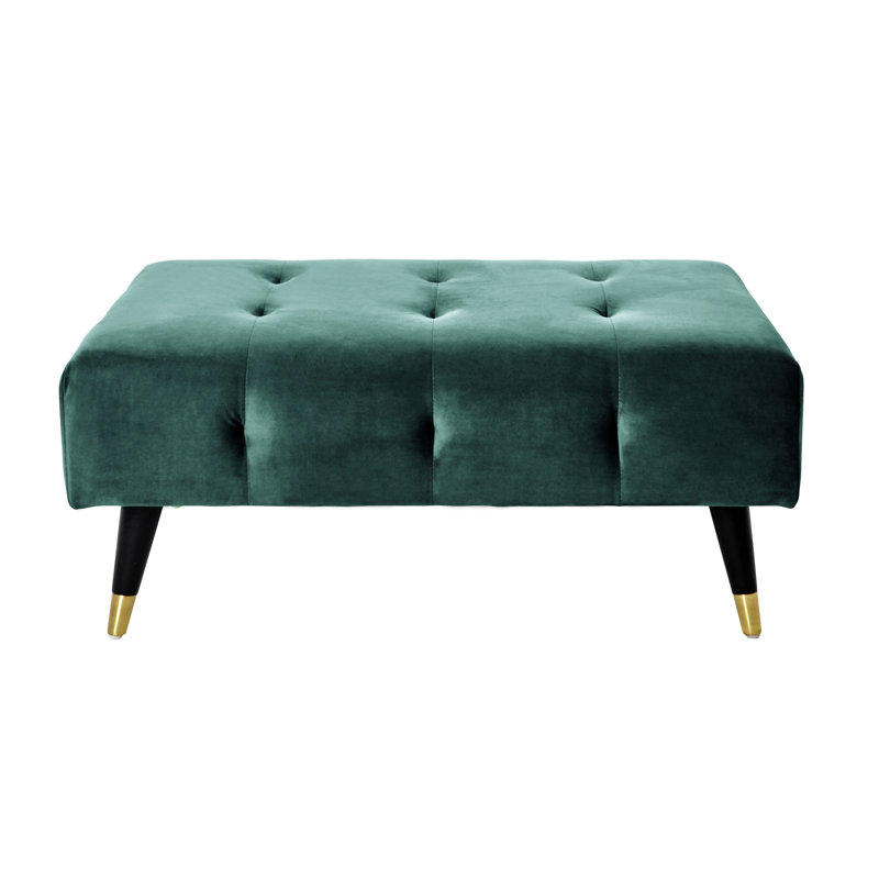 Shiflet 95cm Wide Velvet Tufted Rectangle Footstool Ottoman, Opal Green