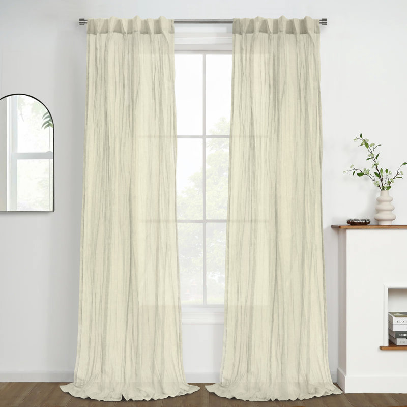 Shepardsville Sheer Curtain Single Panel, Cream, 52" W x 95" L