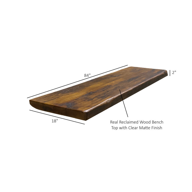 Dessus de banc en bois massif récupéré, H 2 po x l 84 po x P 18 po