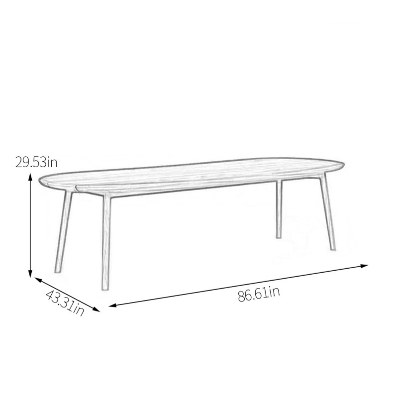 Table de salle à manger d'extérieur en bois de teck massif L 86,61 po x l 43,31 po